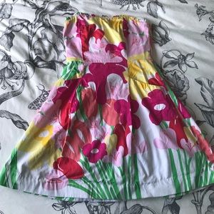 lilly pulitzer strapless floral dress with pockets